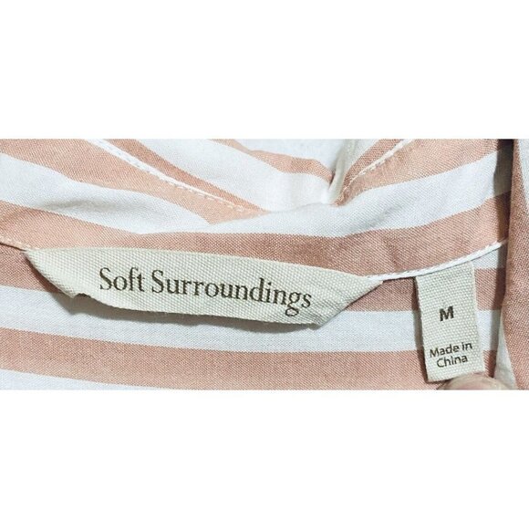 Soft Surroundings Top Womens Medium Striped Button Up Tunic Red Lightweight - Picture 6 of 8